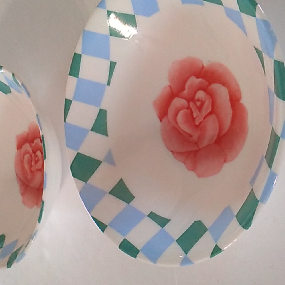 Arcopal France Checker Board 2 Cereal Bowls